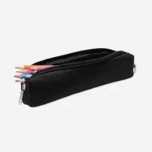 Estuche negro personalizado con logo, ideal para regalos publicitarios en eventos, promociones y material de oficina.