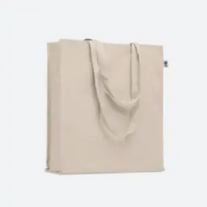 Bolsa de tela personalizada con logo ideal para regalos publicitarios, promociones y eventos de empresas.