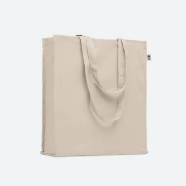 Bolsa de tela personalizada con logo ideal para regalos publicitarios, promociones y eventos de empresas.