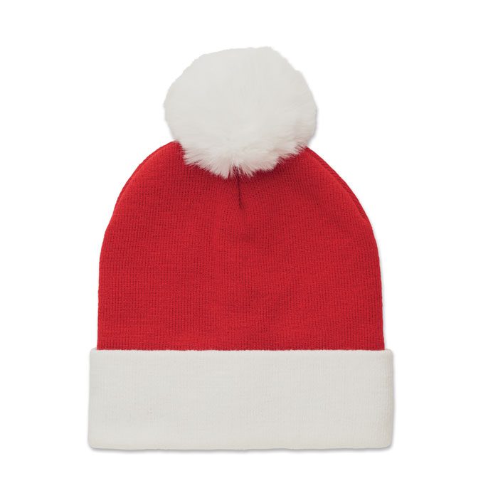 Gorro navideño personalizado con logo, ideal para promociones, eventos y regalos publicitarios de empresas.