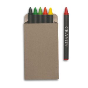Set de crayones personalizados con logo ideal para promociones y eventos de empresas, un regalo publicitario creativo y colorido.