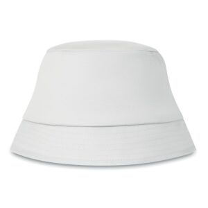 Sombrero blanco personalizado ideal para regalos publicitarios de empresas, perfecto para promociones y eventos.