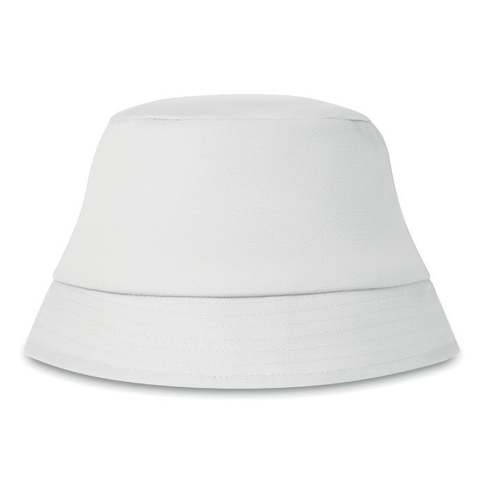 Sombrero blanco personalizado ideal para regalos publicitarios de empresas, perfecto para promociones y eventos.