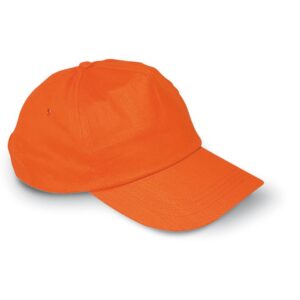 Gorra naranja personalizada con logo, ideal para promociones, eventos y regalos publicitarios para empresas.