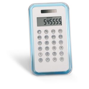 Calculadora personalizada con logo, ideal para regalos publicitarios en eventos y promociones de empresas. Funcional y atractiva.