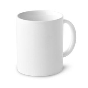 Taza blanca personalizada con logo ideal para regalos publicitarios en empresas, promociones y eventos.