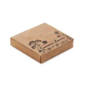 Caja de cartón kraft personalizada con logo, ideal para regalos publicitarios en empresas, promociones y eventos.
