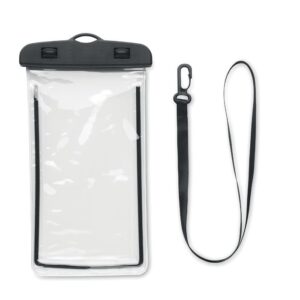 Funda impermeable personalizada con logo, ideal para promociones y eventos, protege dispositivos en actividades al aire libre.