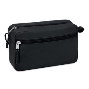 Neceser personalizado en color negro, ideal para promociones y eventos, con espacio para logo de empresa. Perfecto como regalo publicitario.