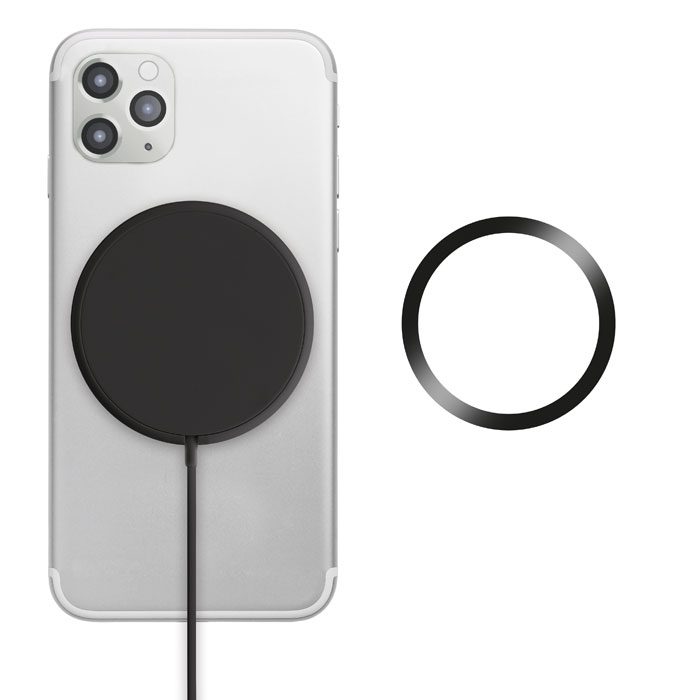 Cargador inalámbrico personalizado con logo, ideal para promociones y eventos corporativos. Regalo práctico y moderno.