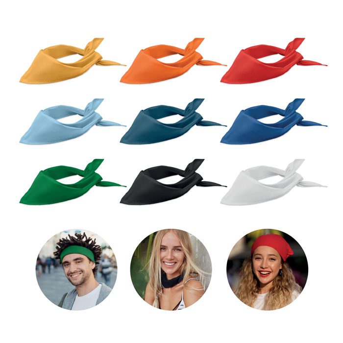 Paquete de bandanas personalizables con logo, ideales para promociones, eventos y regalos publicitarios para empresas.