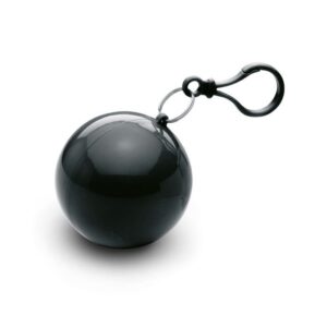 Pelota negra personalizada con logo, ideal como regalo publicitario para empresas en promociones y eventos.
