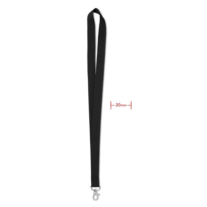 Lanyard negro personalizado con logo ideal para promociones, eventos y publicidad de empresas. Regalo práctico y efectivo.