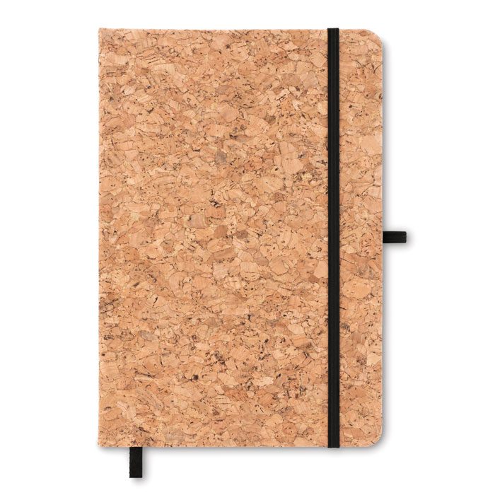 Cuaderno de corcho personalizado con logo ideal para promociones y eventos empresariales, un regalo publicitario sostenible.