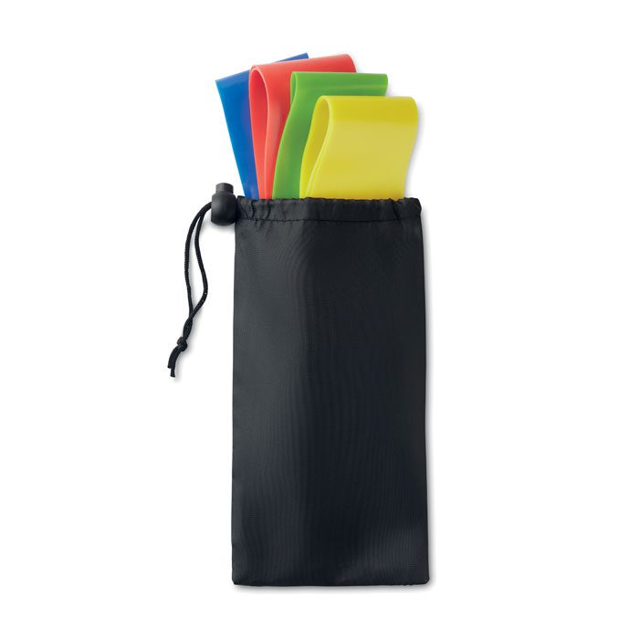 Set de tarjetas de colores en estuche negro, ideal para regalos publicitarios personalizados con logo en eventos y promociones.