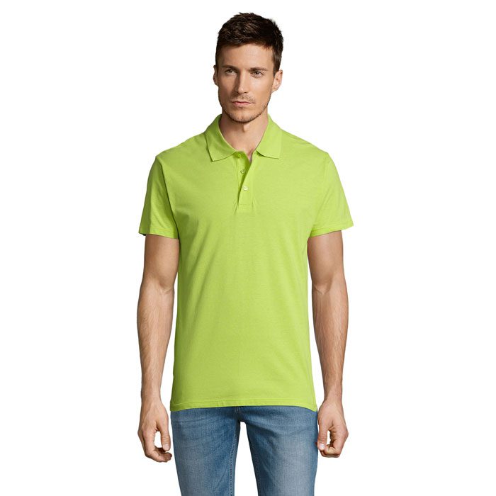 Polo personalizado verde para empresas, ideal como regalo publicitario en promociones y eventos. Aumenta la visibilidad de tu marca.